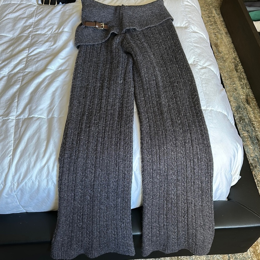 Cozy Gray Wide Leg Knit Pants